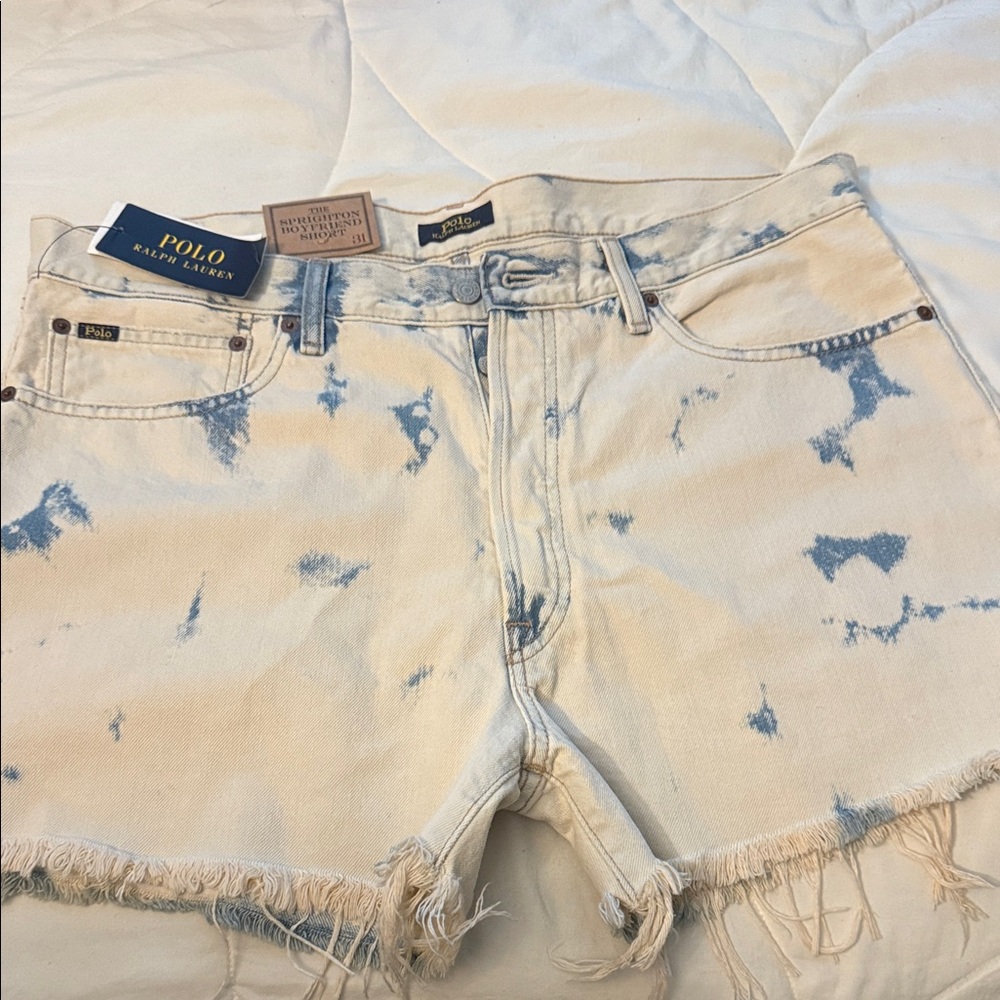 Polo by Ralph Lauren Blue and White Women's Shorts